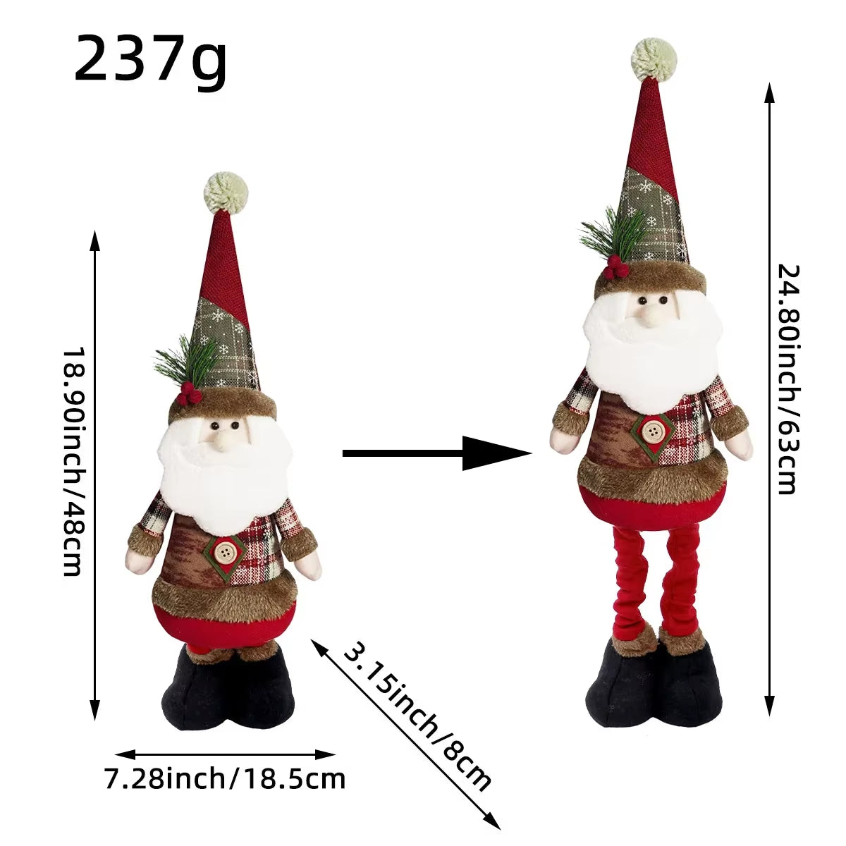 Adjustable Santa Claus Snowman Elk Doll Plush 40~60Cm Xmas Gift Christmas Tree Decorations Home Party Xmas Ornaments 1~3Pcs