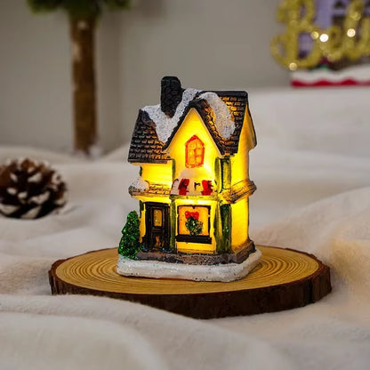 1~6Pcs 2025 Christmas Ornaments LED Night Light Luminous Castle Snow House Sculpture Xmas Decoration for Home New Year Navidad