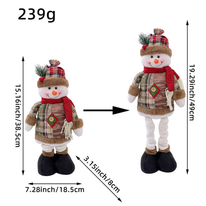 Adjustable Santa Claus Snowman Elk Doll Plush 40～60Cm Xmas Gift Christmas Tree Decorations Home Party Xmas Ornaments 1～3Pcs
