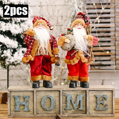 1~4PCS 2025 Christmas Decoration for Home Santa Claus Plush Doll 30Cm Navidad Party Decor Xmas Ornaments New Year Gift