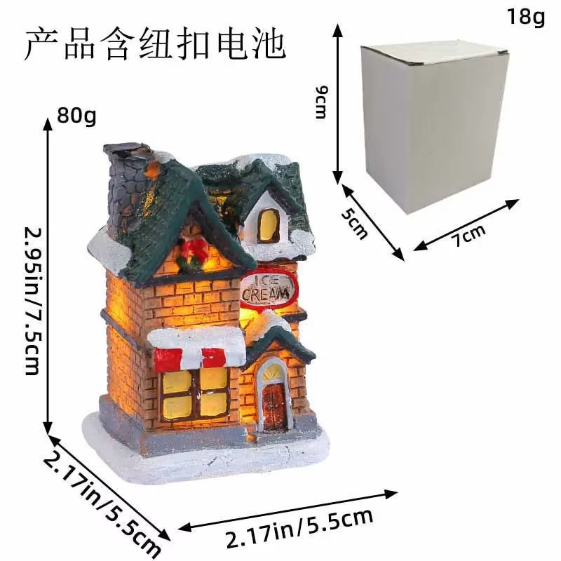 1~6Pcs 2025 Christmas Ornaments LED Night Light Luminous Castle Snow House Sculpture Xmas Decoration for Home New Year Navidad