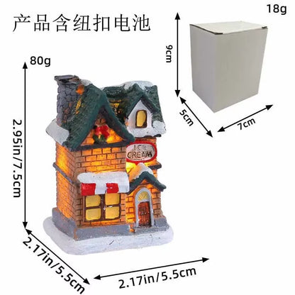 1~6Pcs 2025 Christmas Ornaments LED Night Light Luminous Castle Snow House Sculpture Xmas Decoration for Home New Year Navidad