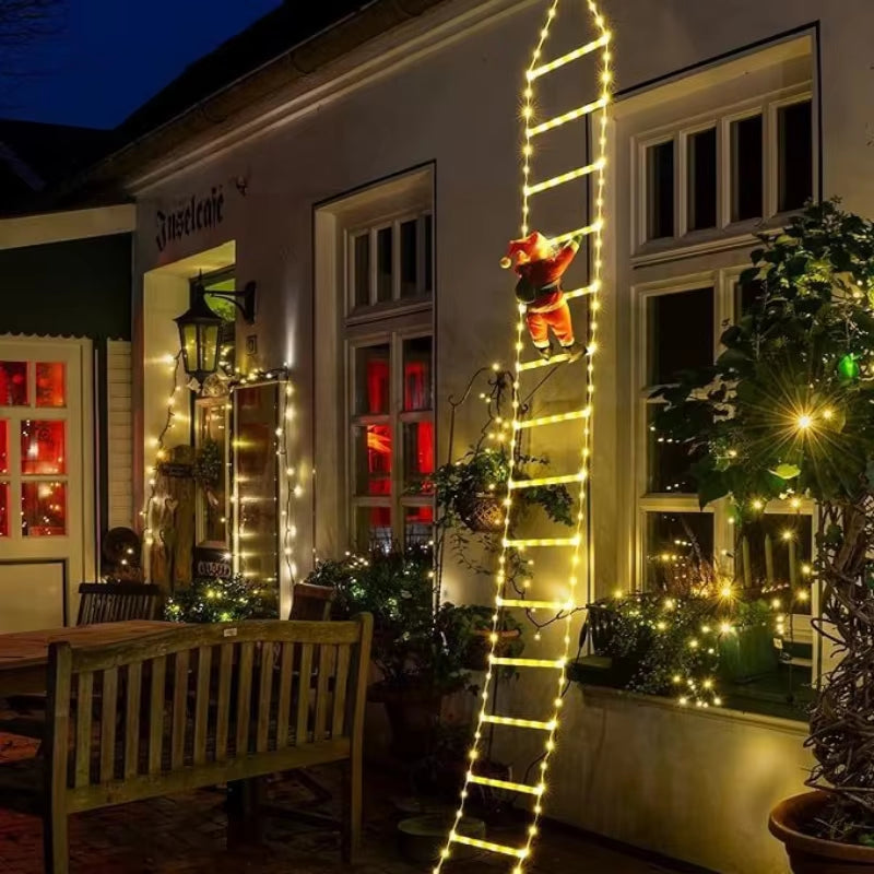 LED Christmas Decorations Fairy Lamp LED Ladder Lamp with Climbing Santa Claus Home Outdoor Christmas Light New Year Ornaments S