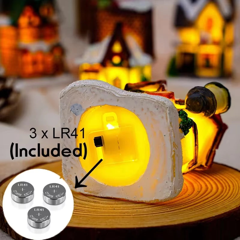 1~6Pcs 2025 Christmas Ornaments LED Night Light Luminous Castle Snow House Sculpture Xmas Decoration for Home New Year Navidad