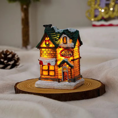 1~6Pcs 2025 Christmas Ornaments LED Night Light Luminous Castle Snow House Sculpture Xmas Decoration for Home New Year Navidad