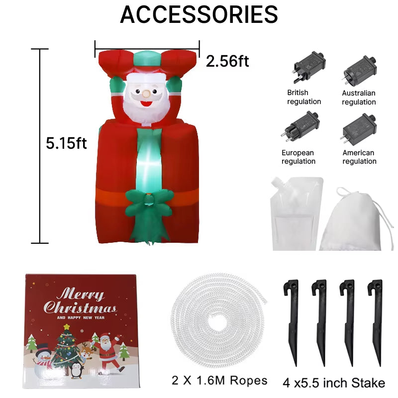 Up and down Pumping Inflatable Outdoor Santa Claus with Cover Gift Box 1.5M Blow up Christmas Decoration 2025 Party Yard Decor
