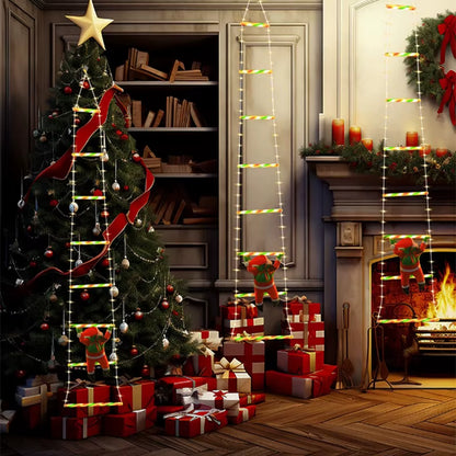 LED Christmas Decorations Fairy Lamp LED Ladder Lamp with Climbing Santa Claus Home Outdoor Christmas Light New Year Ornaments S