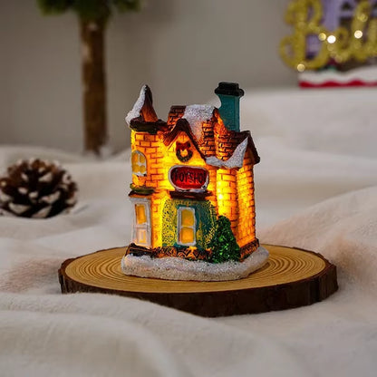 1~6Pcs 2025 Christmas Ornaments LED Night Light Luminous Castle Snow House Sculpture Xmas Decoration for Home New Year Navidad