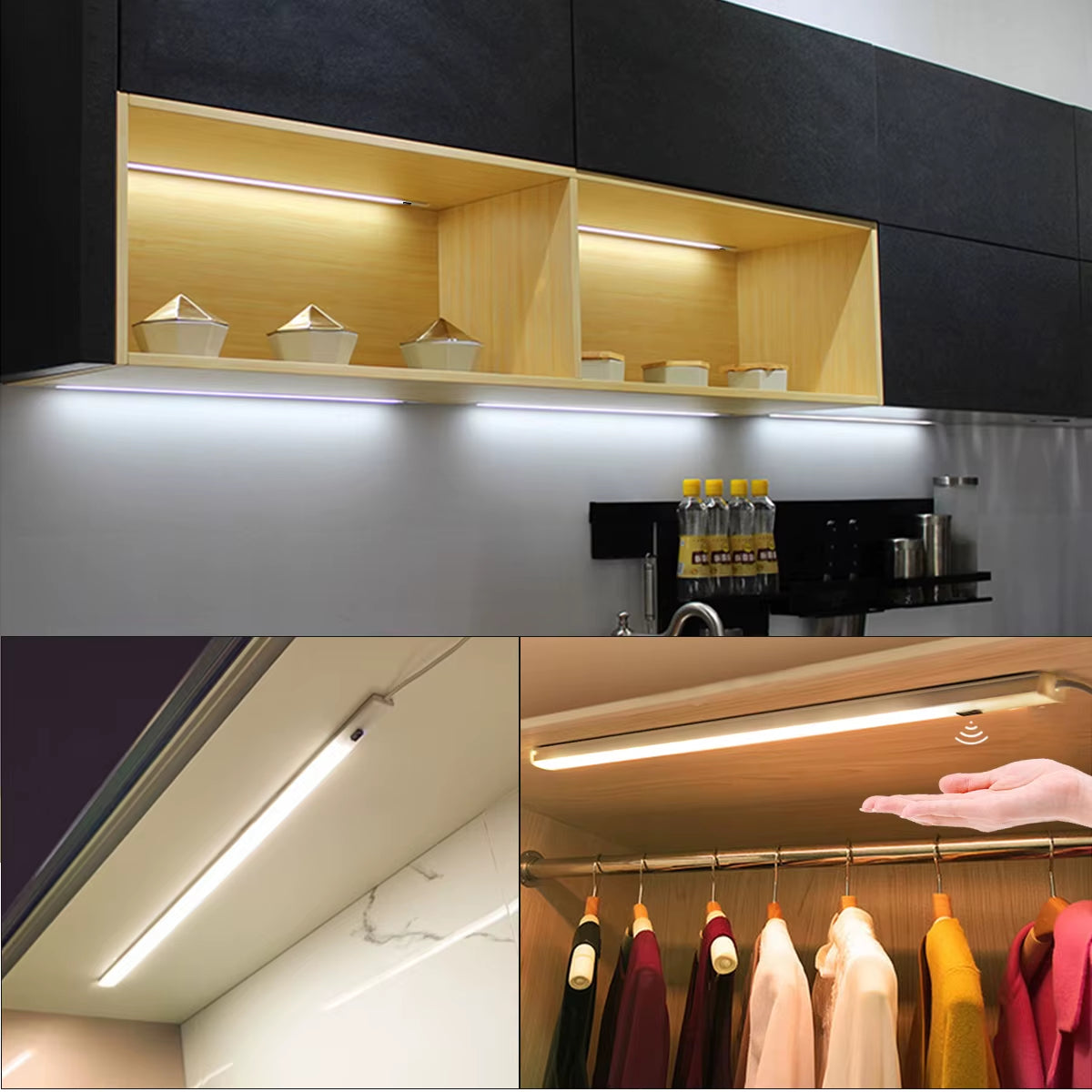 LED Hand Sweep Sensor Ultra Thin Bar Lights DC12V 30/40/50Cm Led Light Kitchen Closet Wardrobe Lamp Cabinet Aluminum Night Light