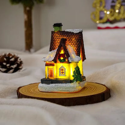 1~6Pcs 2025 Christmas Ornaments LED Night Light Luminous Castle Snow House Sculpture Xmas Decoration for Home New Year Navidad
