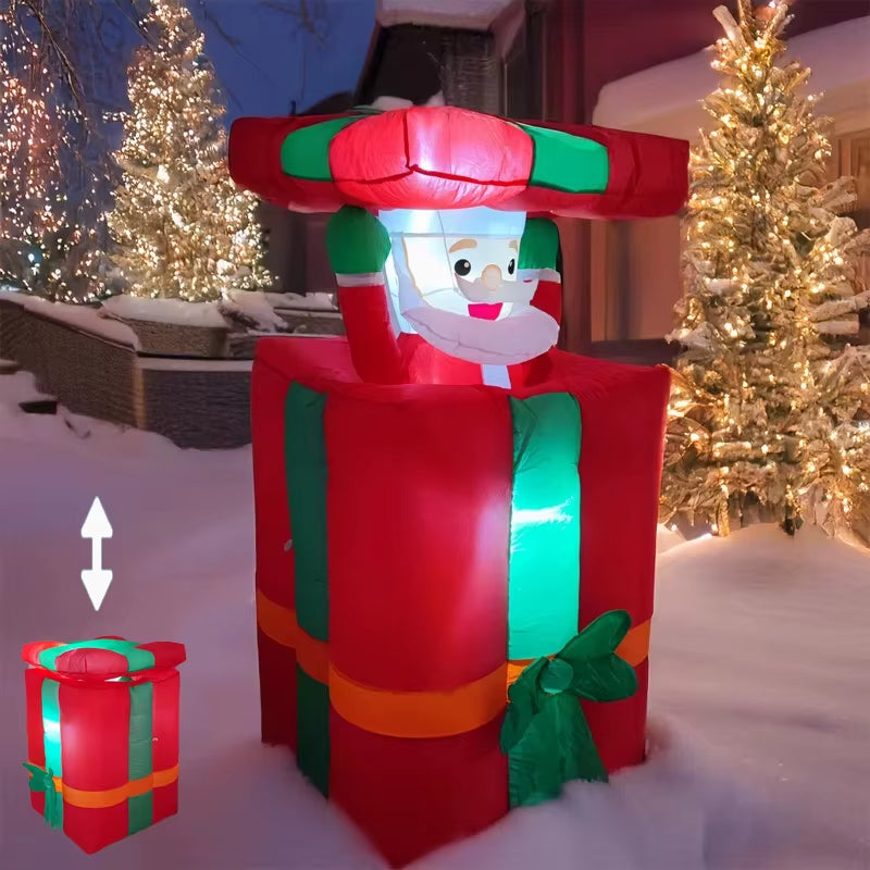 Up and down Pumping Inflatable Outdoor Santa Claus with Cover Gift Box 1.5M Blow up Christmas Decoration 2025 Party Yard Decor