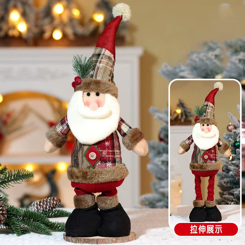 Adjustable Santa Claus Snowman Elk Doll Plush 40～60Cm Xmas Gift Christmas Tree Decorations Home Party Xmas Ornaments 1～3Pcs