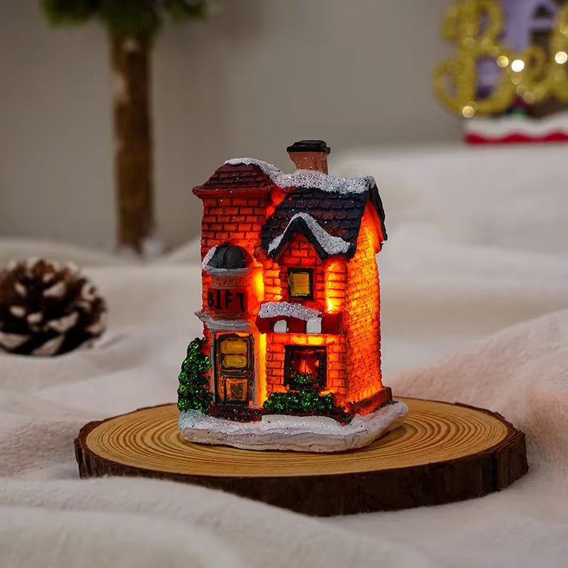1~6Pcs 2025 Christmas Ornaments LED Night Light Luminous Castle Snow House Sculpture Xmas Decoration for Home New Year Navidad