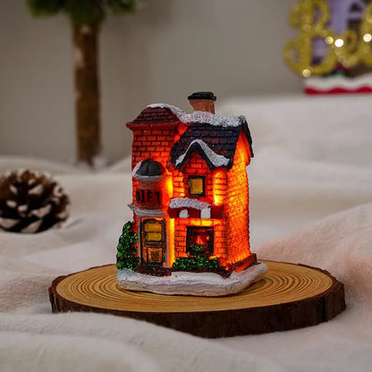 1~6Pcs 2025 Christmas Ornaments LED Night Light Luminous Castle Snow House Sculpture Xmas Decoration for Home New Year Navidad