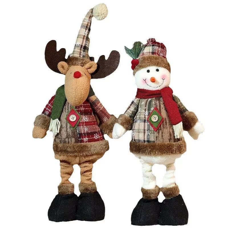 Adjustable Santa Claus Snowman Elk Doll Plush 40～60Cm Xmas Gift Christmas Tree Decorations Home Party Xmas Ornaments 1～3Pcs