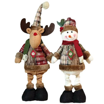 Adjustable Santa Claus Snowman Elk Doll Plush 40～60Cm Xmas Gift Christmas Tree Decorations Home Party Xmas Ornaments 1～3Pcs
